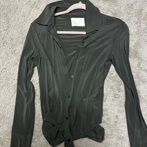 Dark Green Button-Up Jumpsuit